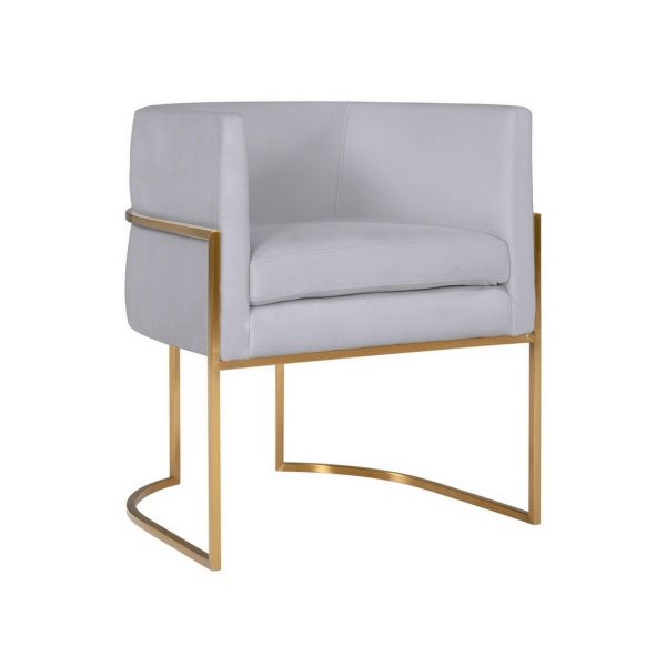 Giselle Dining Chair - Velvet - L58.9 x W62 x H69.8 cm - Grey/Gold