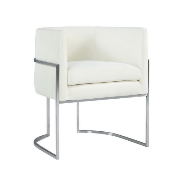 Giselle Dining Chair - Velvet - L58.9 x W62 x H69.8 cm - Cream/Silver