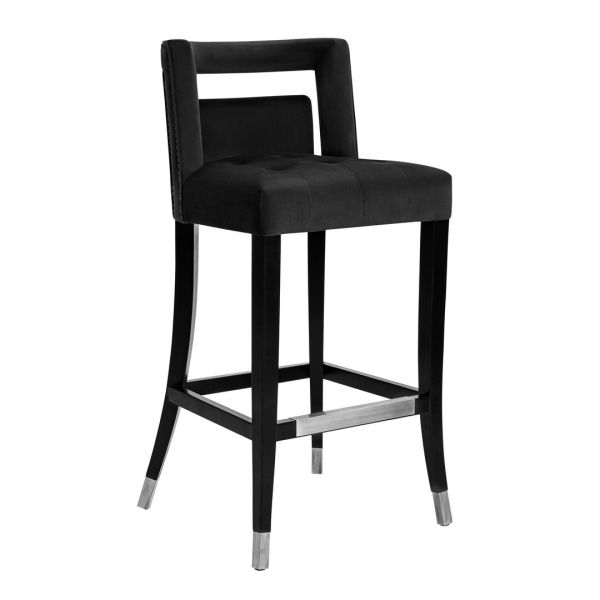 Hart Counter Stool - Plywood/Rubberwood/Stainless Steel/Velvet - L49.5 x W49.8 x H86.9 cm - Black
