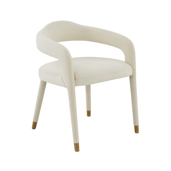Lucia Dining Chair - Velvet/Wood - L57.9 x W56.1 x H70.1 cm - Cream