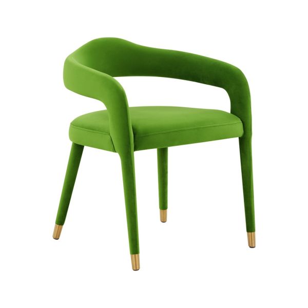 Lucia Dining Chair - Velvet/Wood - L57.9 x W56.1 x H70.1 cm - Green
