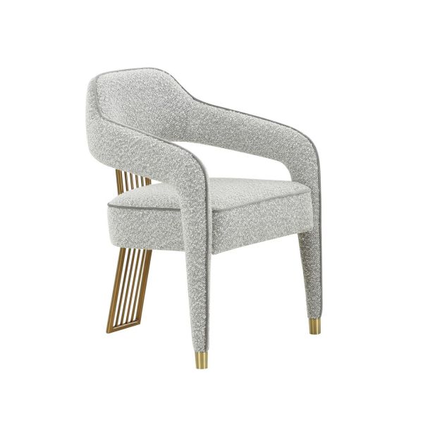 Corralis Speckled Dining Chair - Boucle/Stainless Steel/Wood - L57.9 x W57.9 x H80 cm - Grey