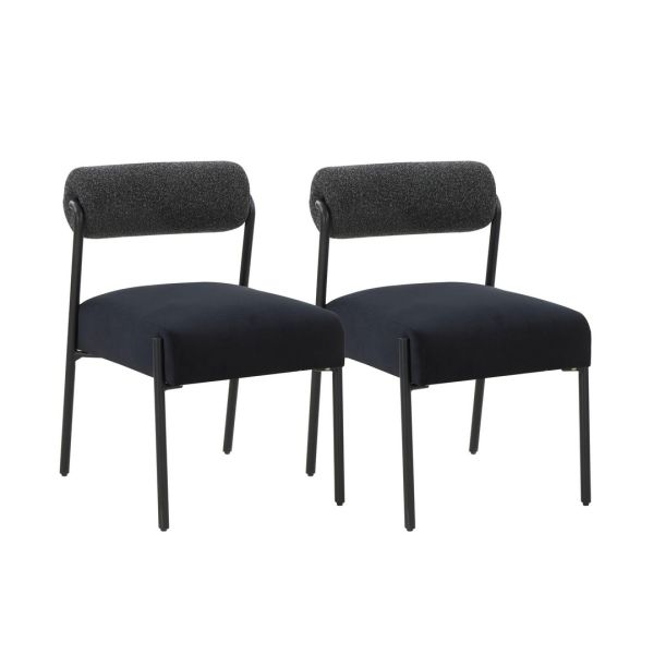 Jolene Dining Chair - Set of 2 - Iron/Plywood/Velvet - L61.7 x W52.8 x H80 cm - Black