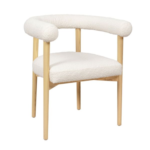 Spara Dining Chair - Boucle/Wood - L56.4 x W64.5 x H72.1 cm - Cream