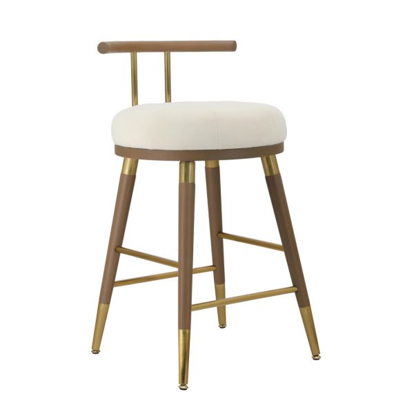 Juniper Counter Stool - Ash/Iron/Velvet - L46 x W43.9 x H80 cm - Cream