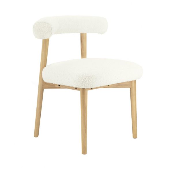 Spara Side Chair - Boucle/Wood - L52.8 x W58.4 x H72.1 cm - Cream