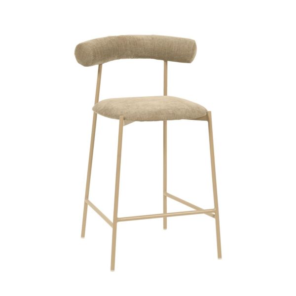 Liliana Counter Stool - Iron/Velvet - L53.1 x W54.1 x H88.9 cm - Taupe