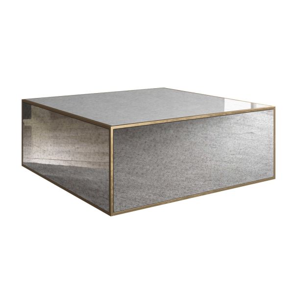 Lana Mirrored Large Coffee Table - Glass/Iron/MDF - L121.9 x W121.9 x H47 cm - 