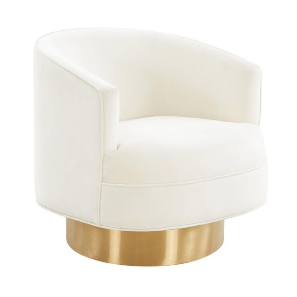 Stella Swivel Chair - Velvet - L75.4 x W75.4 x H73.9 cm - Cream