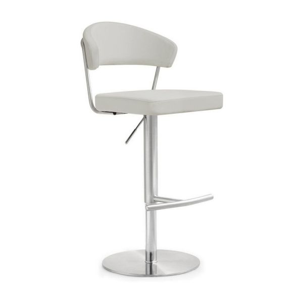 Cosmo Barstool - Stainless Steel/Vegan Leather - L55.9 x W51.1 x H110 cm - Light Grey