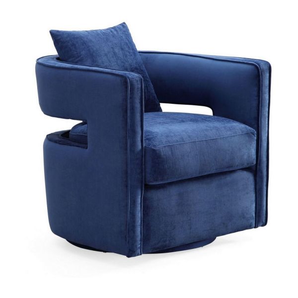 Kennedy Swivel Chair - Velvet - L74.9 x W76.2 x H80 cm - Navy