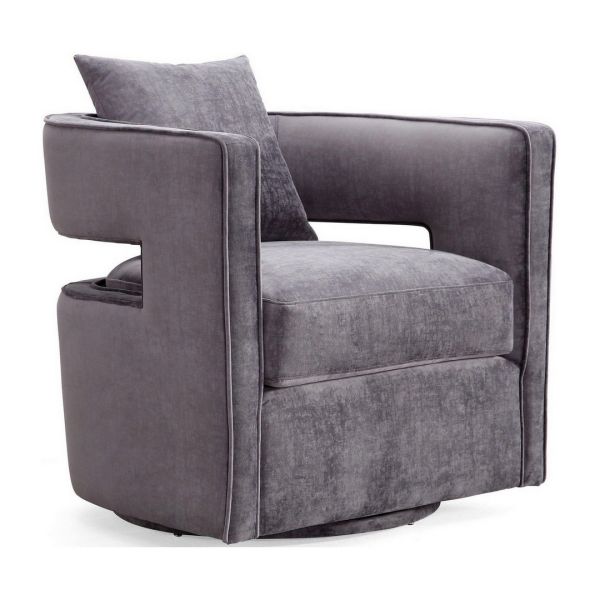 Kennedy Swivel Chair - Velvet - L74.9 x W76.2 x H80 cm - Grey