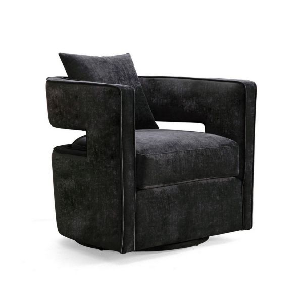 Kennedy Swivel Chair - Velvet - L74.9 x W76.2 x H80 cm - Black