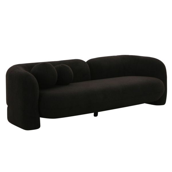 Amelie Sofa - Faux Fur/Wood - L91.9 x W231.6 x H67.6 cm - Black