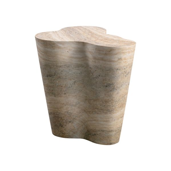 Slab Faux Tall Side Table - Concrete - L47 x W52.6 x H55.9 cm - Travertine