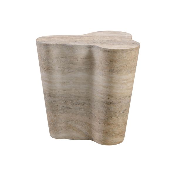 Slab Faux Short Side Table - Concrete - L39.1 x W44.2 x H45.7 cm - Travertine