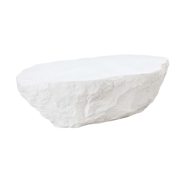 Crag Coffee Table - Concrete - L78.7 x W142.2 x H38.1 cm - White