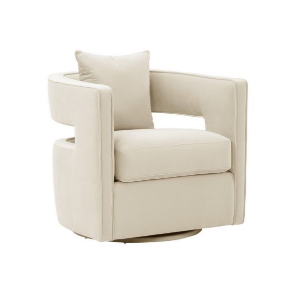 Kennedy Swivel Chair - Velvet - L74.9 x W76.2 x H80 cm - Cream