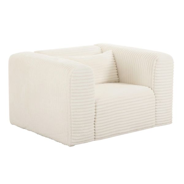 Tarra Fluffy Oversized Armchair - Corduroy Fabric/Wood - L100.1 x W116.1 x H68.1 cm - Cream