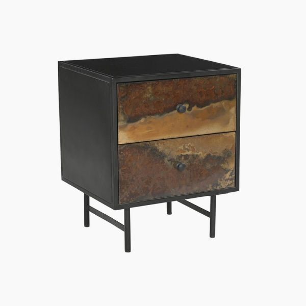 Galaxy Two Drawer Side Table - Iron  - L45 x W40 x H55 cm - Galaxy