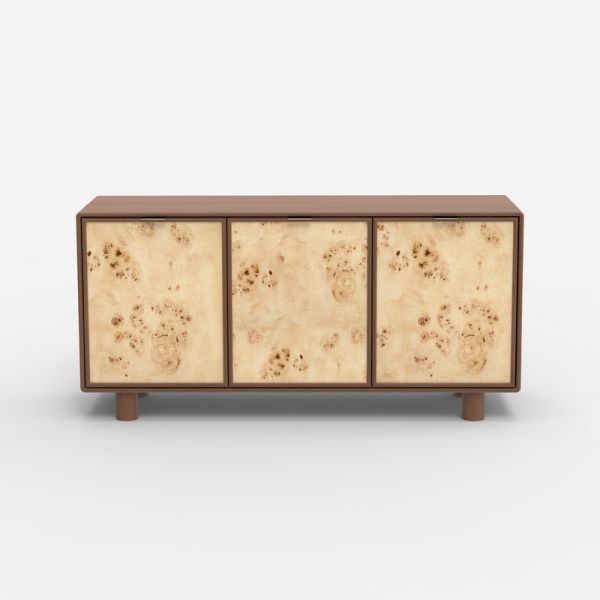 Urban Burl Three Doors Cabinet - Mango Wood/MDF/Veneer - L145 x W45 x H70 cm - Walnut