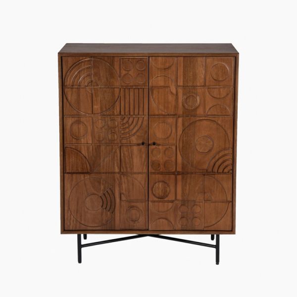 Enigma Two Door Cabinet - Mango Wood/Iron/MDF - L84.5 x W43 x H108 cm - Brown