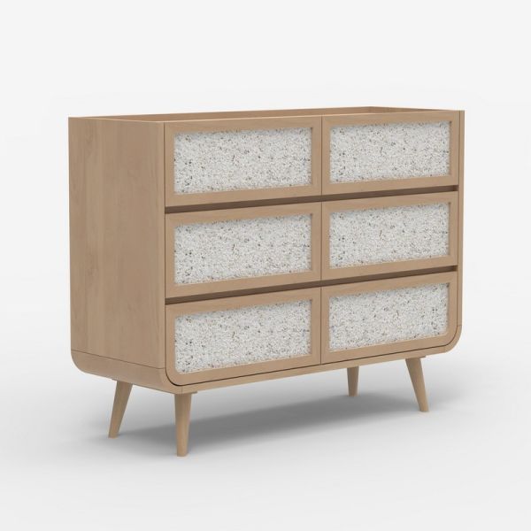 Oxy Six Drawer Chest - Mango Wood/MDF/Veneer - L115 x W45 x H90 cm - Natural