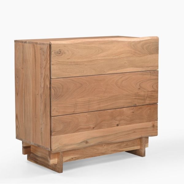 Davis Three Chest of Drawers - Acacia Wood - L85 x W45 x H80 cm - Natural