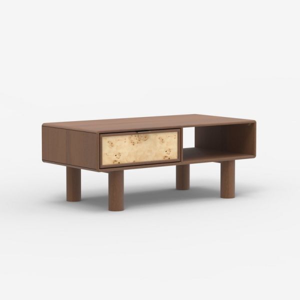 Urban Burl Coffee Table - Mango Wood/MDF/Veneer - L100 x W50 x H40 cm - Walnut