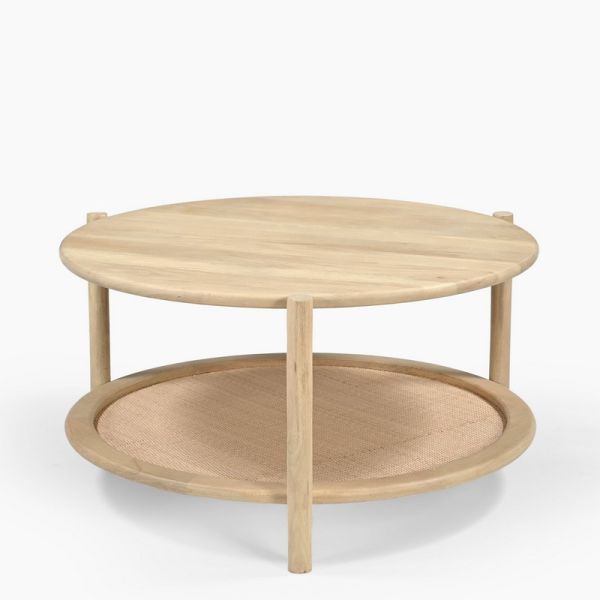 Jonita Rattan Coffee Table - Mango Wood - L85 x W85 x H45 cm - Natural