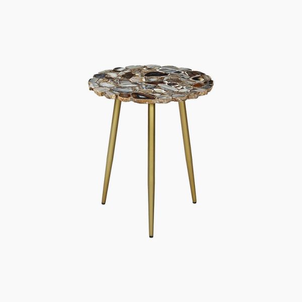 Myra End Table - Iron - L40 x W40 x H52 cm - Blue/Black/Gold