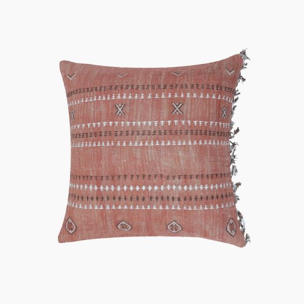 Lopa Coral Cotton-Linen Cushion - Feather Filler - L50 x W50 x H1 cm - Coral