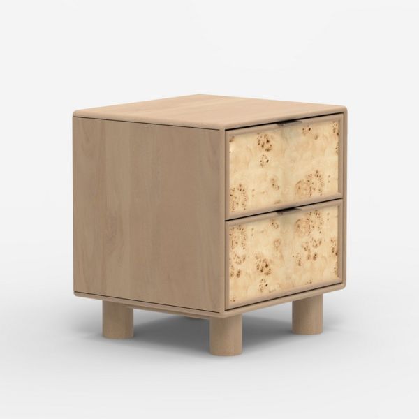 Urban Burl Two Drawer Side Table - Mango Wood/MDF/Veneer - L50 x W40 x H55 cm - Natural