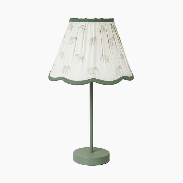 Tobias Table Lamp - Metal/Linen - L30 x W30 x H49 cm - Green/White