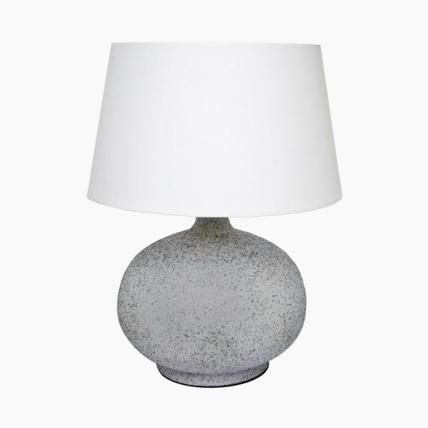 Hugo Textured Table Lamp - Metal/Linen - L36 x W36 x H54 cm - Grey/White