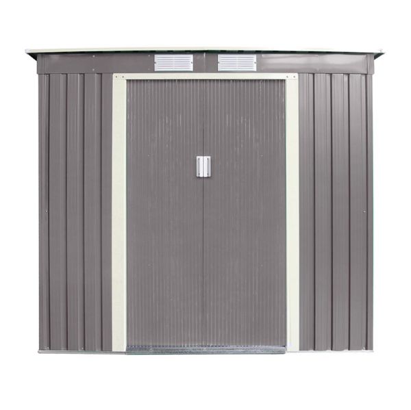 8 x 4 Trentvale Metal Pent Shed - L121 x W261 x H176 cm - Light Grey