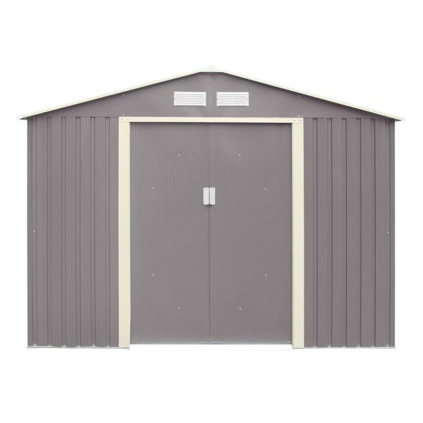 8 x 6 Trentvale Metal Apex Shed - L181 x W261 x H198 cm - Light Grey