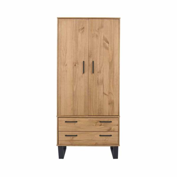 2 Door, 2 Drawer Wardrobe Antique Wax Finish
