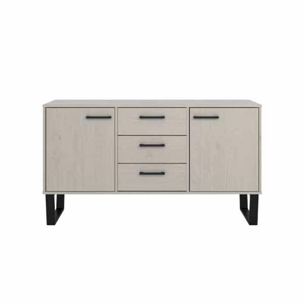 Medium Sideboard With 2 Doors, 3 Drawers Grey Wax Finish