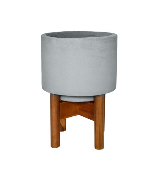 Vigo Planter with Stand - Cement - L28 x W28 x H37 cm - Concrete Grey