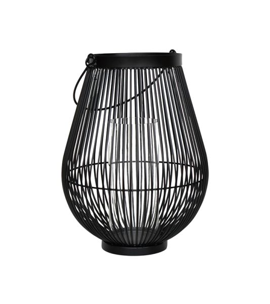 Venere Lantern with Glass Insert - Metal - L26 x W26 x H33.5 cm - Black