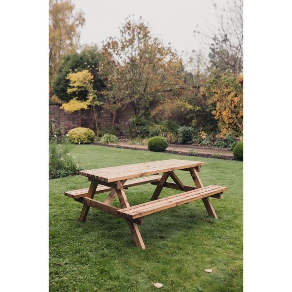 Valley Deluxe Picnic Table - Timber - L180 x W150 x H90 cm - Partially Assembled