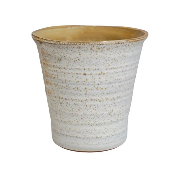 Vallo Reactive Glaze Tapered Planter - L29.5 x W29.5 x H26.5 cm - Cream