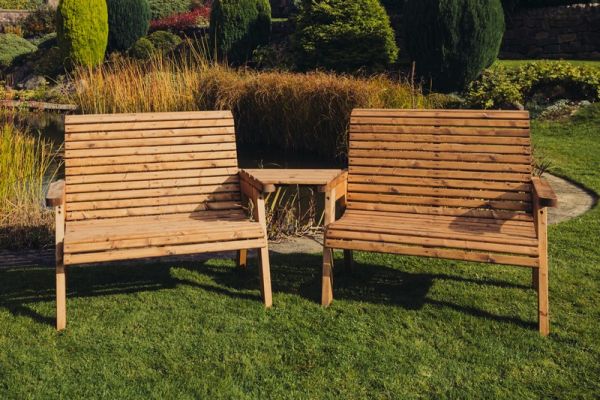 Valley 4 Seat Set 2X2B Angled Tray - Timber - L100 x W280 x H95 cm - Garden Furniture - Fully Assembled