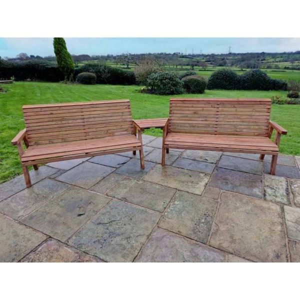 Valley 6 Seat Set 2X3B Angled Tray - Timber - L100 x W330 x H95 cm - Fully Assembled - Set of Waterproof Cushions Included