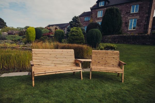 Valley 5 Seat Set 1X2B 1X3B Angled Tray - Timber - L100 x W215 x H95 cm - Garden Furniture - Fully Assembled