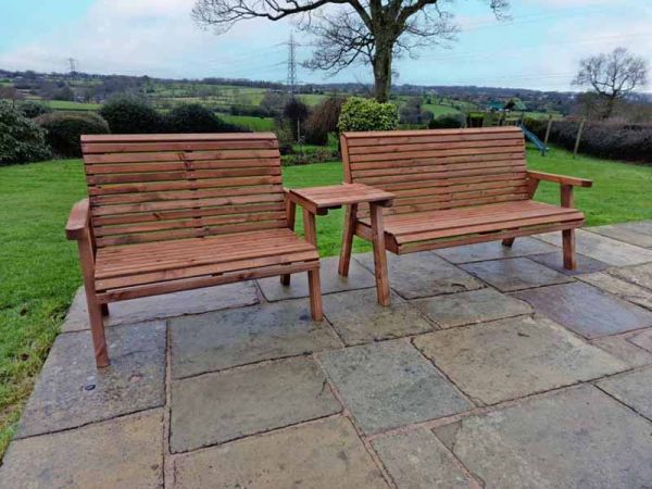 Valley 5 Seat Set 1X2B 1X3B Straight Tray - Timber - L100 x W215 x H95 cm - Garden Furniture - Fully Assembled