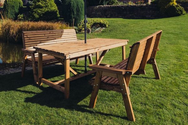 Valley 4 Seat Set 2X2B Table - Timber - L220 x W180 x H95 cm - Garden Furniture - Minimal Assembly Required