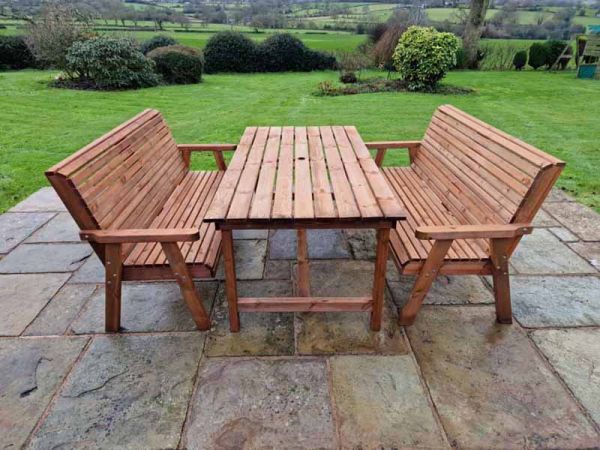 Valley 6 Seat Set 2X3B Table - Timber - L220 x W180 x H95 cm - Garden Furniture - Minimal Assembly Required