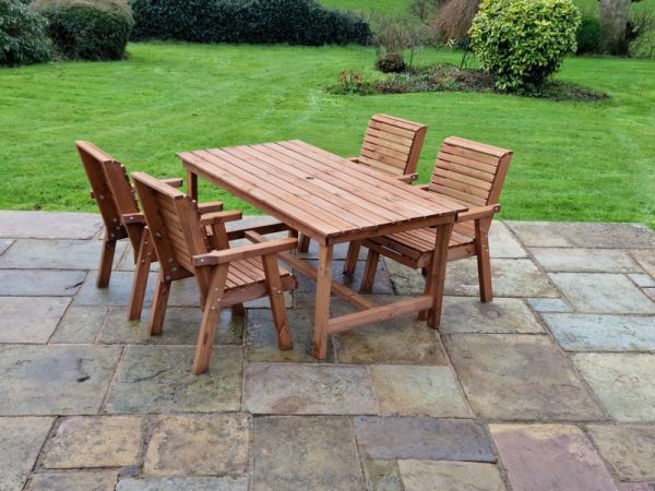 Valley 4 Seat Set 4XC Table - Timber - L220 x W330 x H95 cm - Garden Furniture - Minimal Assembly Required